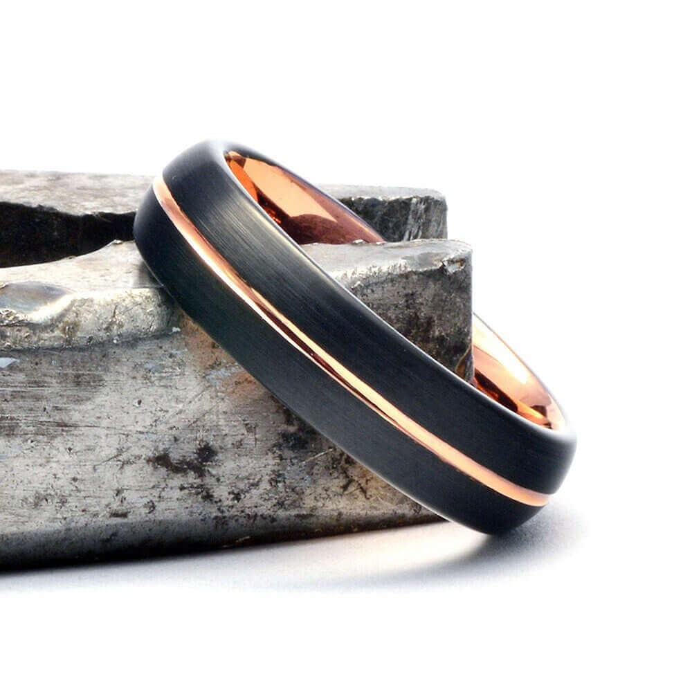 Tungsten Ring, Men's Tungsten Wedding Band, Men's Black Wedding Band, Black Tungsten Ring, Rose Gold Tungsten Ring, Rose Gold Band, Black