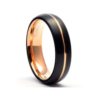 Thumbnail for Tungsten Ring, Men's Tungsten Wedding Band, Men's Black Wedding Band, Black Tungsten Ring, Rose Gold Tungsten Ring, Rose Gold Band, Black