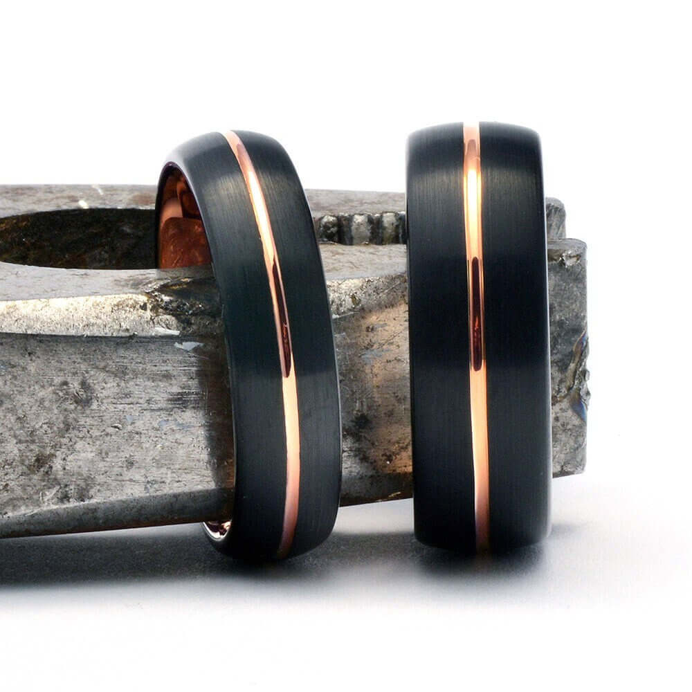 Tungsten Ring, Men's Tungsten Wedding Band, Men's Black Wedding Band, Black Tungsten Ring, Rose Gold Tungsten Ring, Rose Gold Band, Black