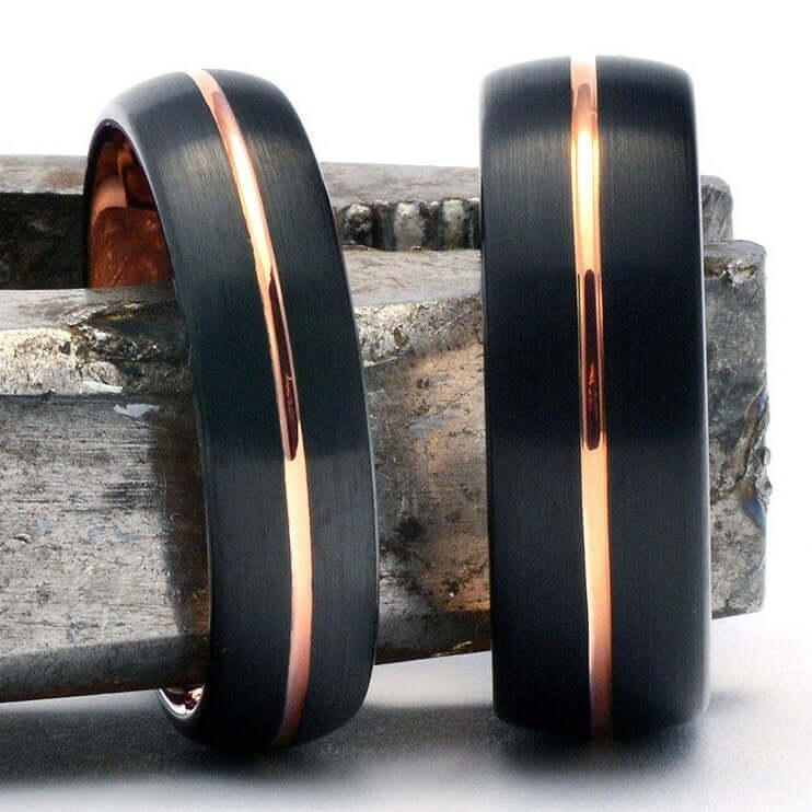 Tungsten Ring, Men's Tungsten Wedding Band, Men's Black Wedding Band, Black Tungsten Ring, Rose Gold Tungsten Ring, Rose Gold Band, Black