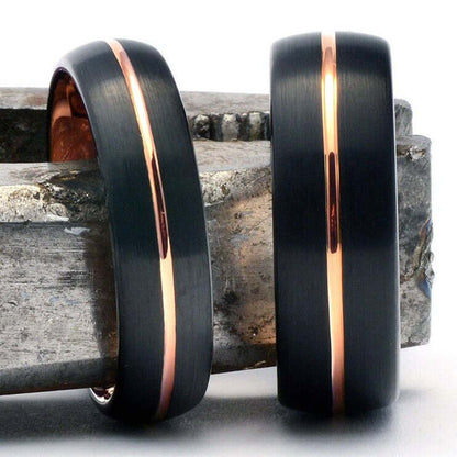 Tungsten Ring, Men's Tungsten Wedding Band, Men's Black Wedding Band, Black Tungsten Ring, Rose Gold Tungsten Ring, Rose Gold Band, Black