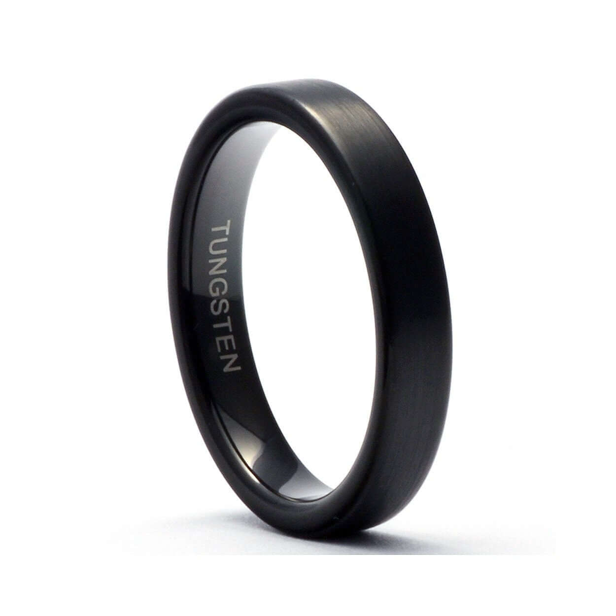 Flat tungsten wedding band black, Mens ring, Plain wedding ring brushed, Black promise ring for him, Tungsten band, Tungsten ring men, Ring
