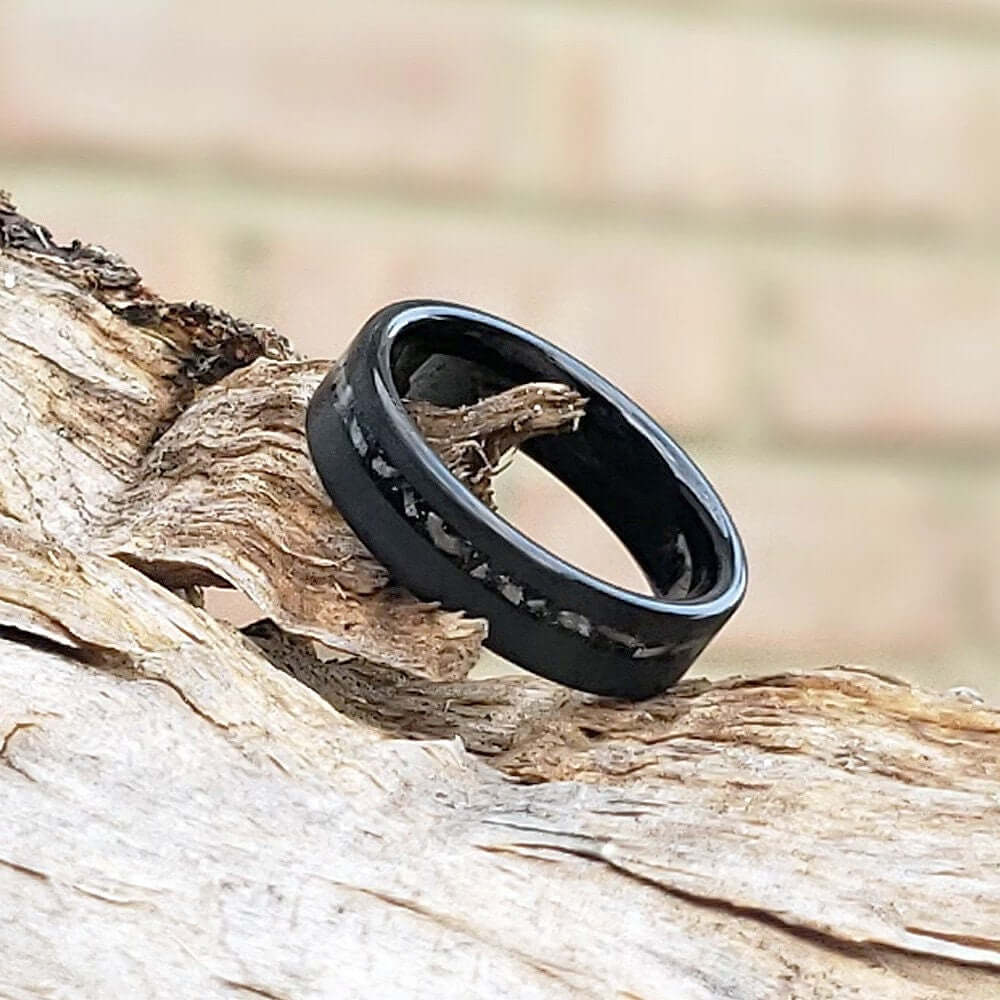 Black Meteorite Band, Men's Tungsten Wedding Ring, Tungsten Ring, Black Wedding Band, Tungsten Band, Tungsten Meteorite Band, Black Ring