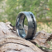 Thumbnail for Meteorite Band, Men's Tungsten Wedding Ring, Tungsten Ring, Men Wedding Band, Tungsten Band, Tungsten Meteorite Ring, Crushed Meteorite