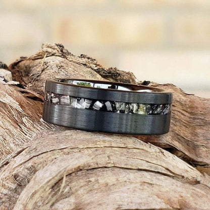 Black Meteorite Band, Men's Tungsten Wedding Ring, Tungsten Ring, Black Wedding Band, Tungsten Band, Tungsten Meteorite Band, Black Ring