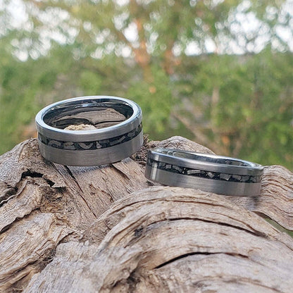 Meteorite Band, Men's Tungsten Wedding Ring, Tungsten Ring, Men Wedding Band, Tungsten Band, Tungsten Meteorite Ring, Crushed Meteorite