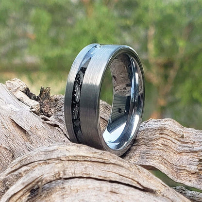 Meteorite Band, Men's Tungsten Wedding Ring, Tungsten Ring, Men Wedding Band, Tungsten Band, Tungsten Meteorite Ring, Crushed Meteorite