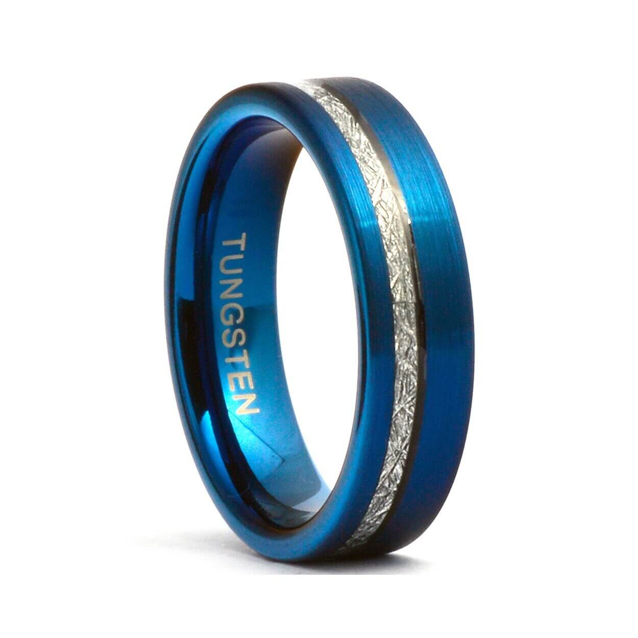 Meteorite Blue Ring, Tungsten Wedding Band Men's, Blue Wedding Band, Tungsten Band, Blue Men's Ring, Blue Wedding Ring, Blue Wedding Jewelry