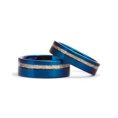 Meteorite Blue Ring, Tungsten Wedding Band Men's, Blue Wedding Band, Tungsten Band, Blue Men's Ring, Blue Wedding Ring, Blue Wedding Jewelry