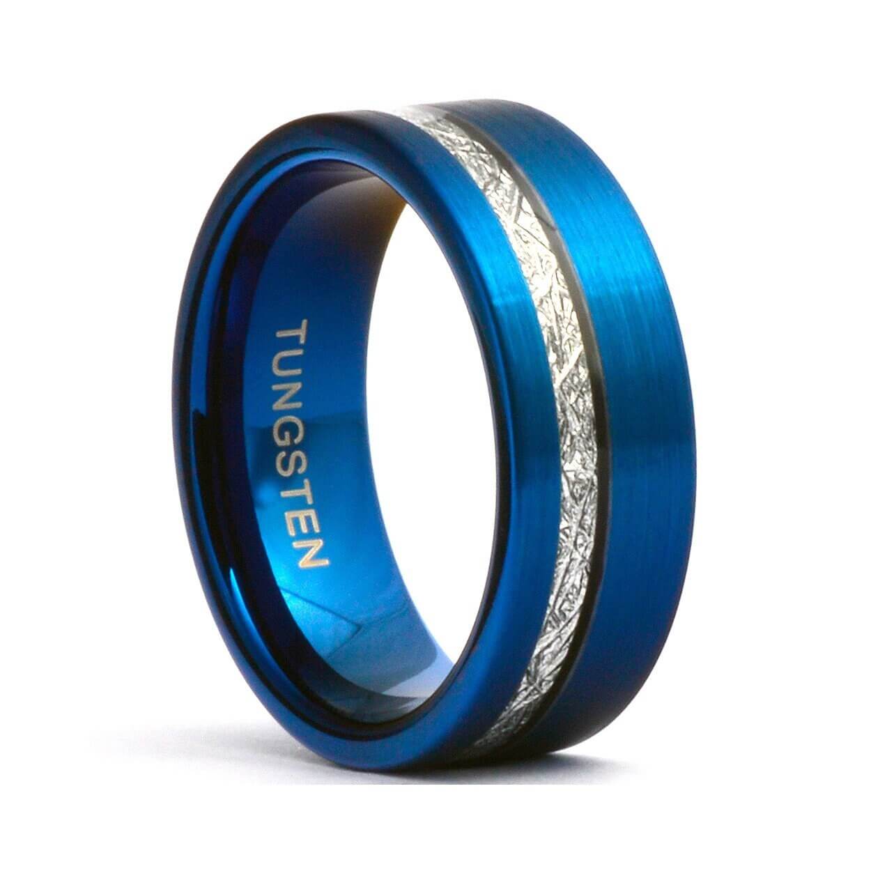 Meteorite Blue Ring, Tungsten Wedding Band Men's, Blue Wedding Band, Tungsten Band, Blue Men's Ring, Blue Wedding Ring, Blue Wedding Jewelry