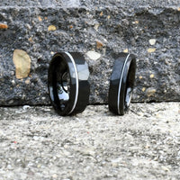 Thumbnail for Hammered Ring - Men's Tungsten Wedding Band - Guitar String Ring - Black Men's Wedding Ring - Black Ring - Black Tungsten Ring