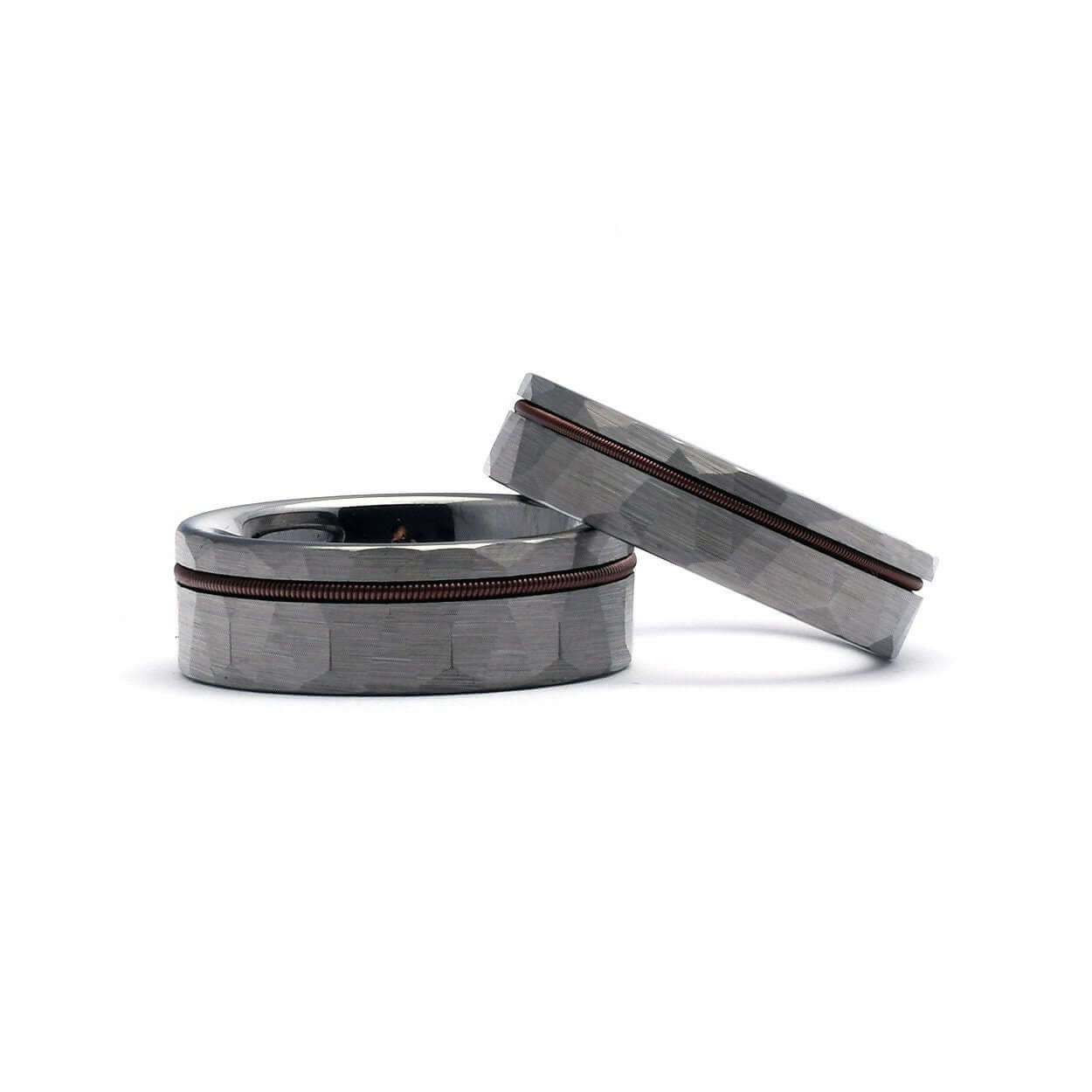 Tungsten Hammered Ring - Musician Ring - Mens Wedding Band - Unique Gunmetal Ring - Wedding Band for Men - Silver Ring - Guitar String Ring